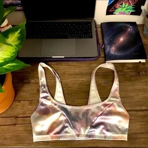 Metallic tie-dye sports bra